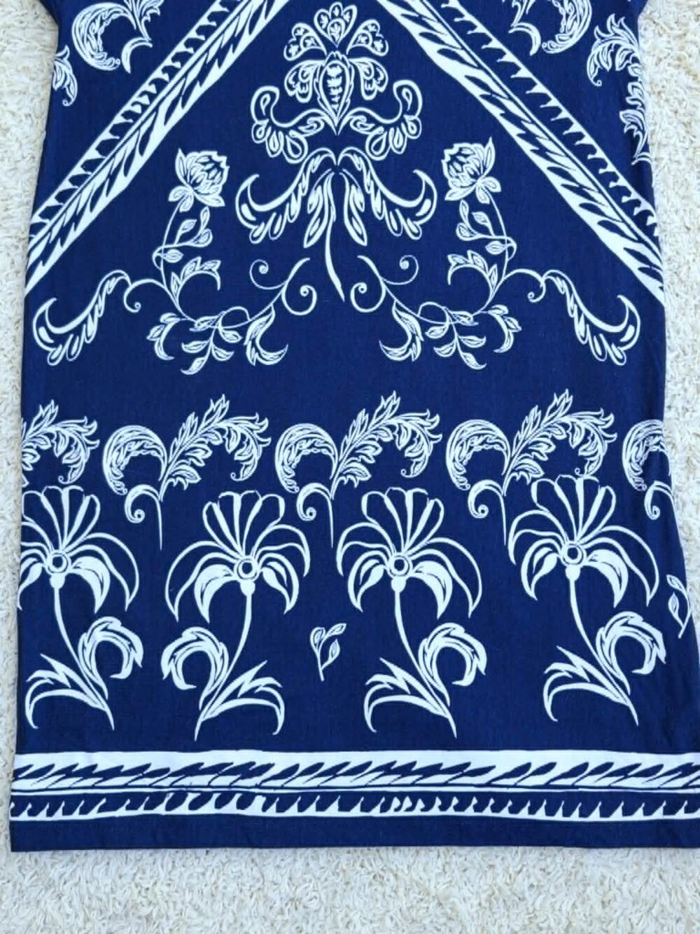 Chico's Brand Midi Dress. Navy Blue and White Floral Scroll Print. Size 0. GUC - Picture 8 of 11